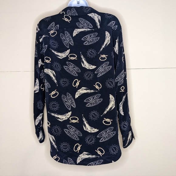 Lauren Ralph Lauren Women's Silk Button Down with Nautical Sailing Print - Picture 4 of 6